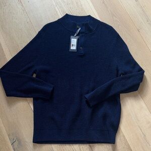 Vineyard Vines Men's Deep Blue Button Mock Sweater - Large